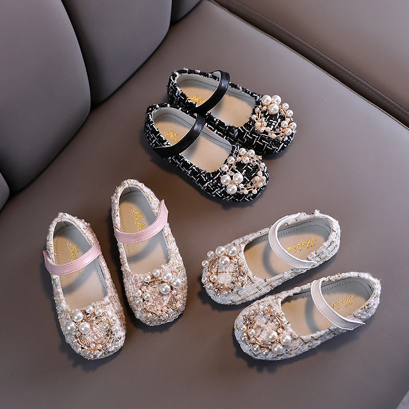 

JY Children Spring Girls Flat Casual Pear Plaid Princess Shoes 21-30 3Colors H15 TB02