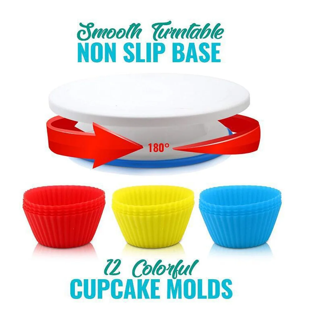 

106pcs Diy Cake Turntable Making Tools Piping Nozzle Piping Bag Set Cake Icing Decorating Tools Kitchen Baking Accessories