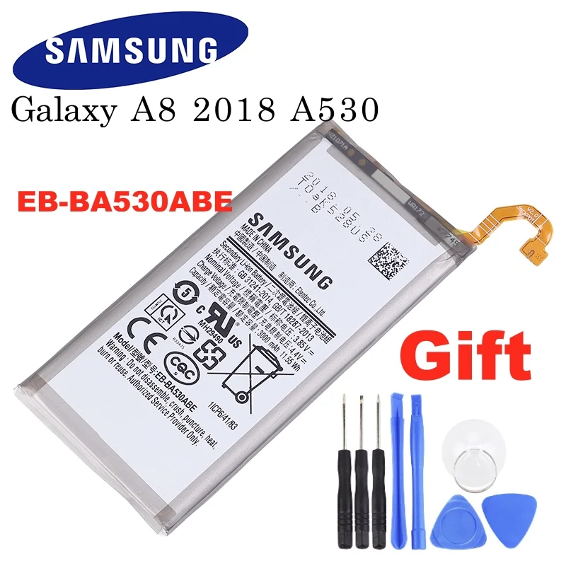 Оригинальный аккумулятор Samsung для Galaxy A8 2018 (A530) A530 SM A530F 3000 мАч EB BA530ABE сменные батареи телефона|Аккумуляторы