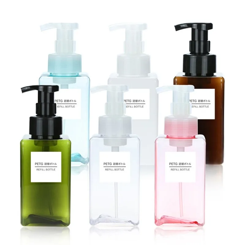 450ML Useful Square Clear Foaming Bottle Liquid Soap Whipped Mousse Points Bottling Shampoo Lotion Shower Foam Pump Bubble Flask