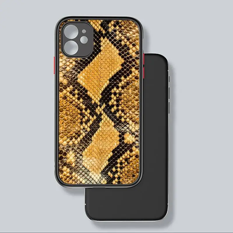 

Vintage snake skin Phone Case For iphone 12 11 8 7 plus mini x xs xr pro max matte transparent cover