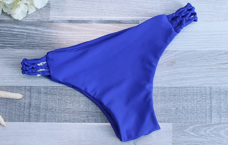 

New 2020 Hand-made Knitted Bikini Net Yarn Swimsuit Royal Blue Bikini Set Sexy Female Bathing Swimwear Women Beach Swimsuit