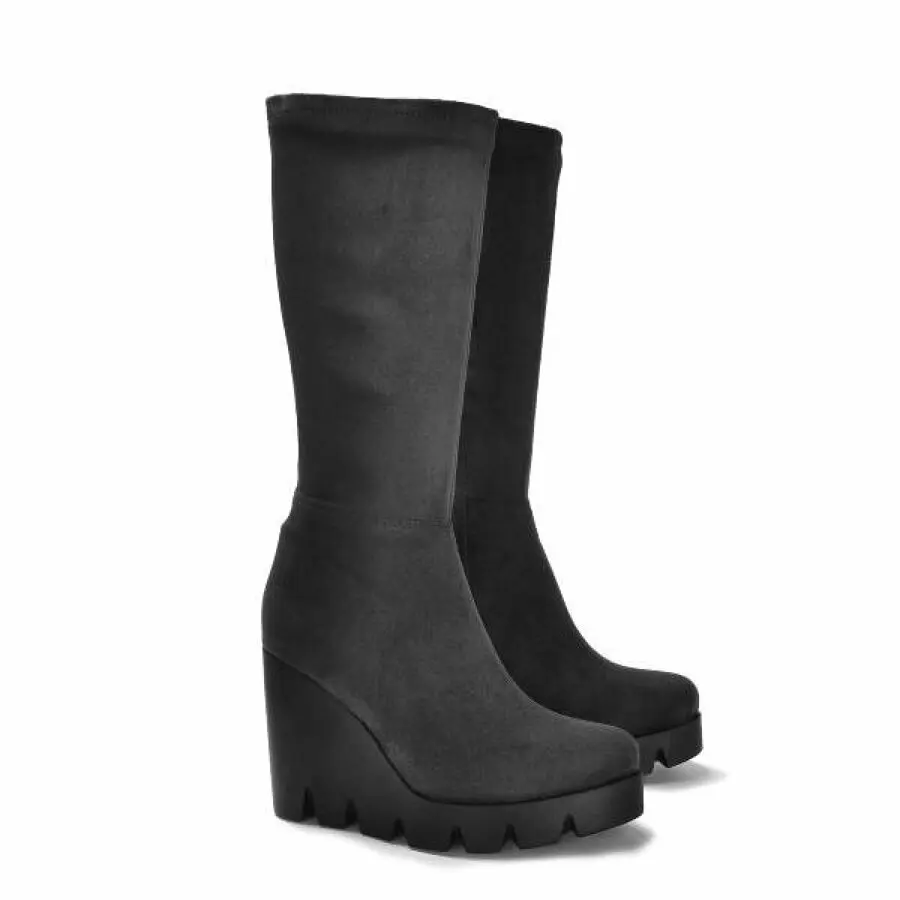

Women Boots Mink Shoes Women Gray-Suede Boots Vzn19-159K