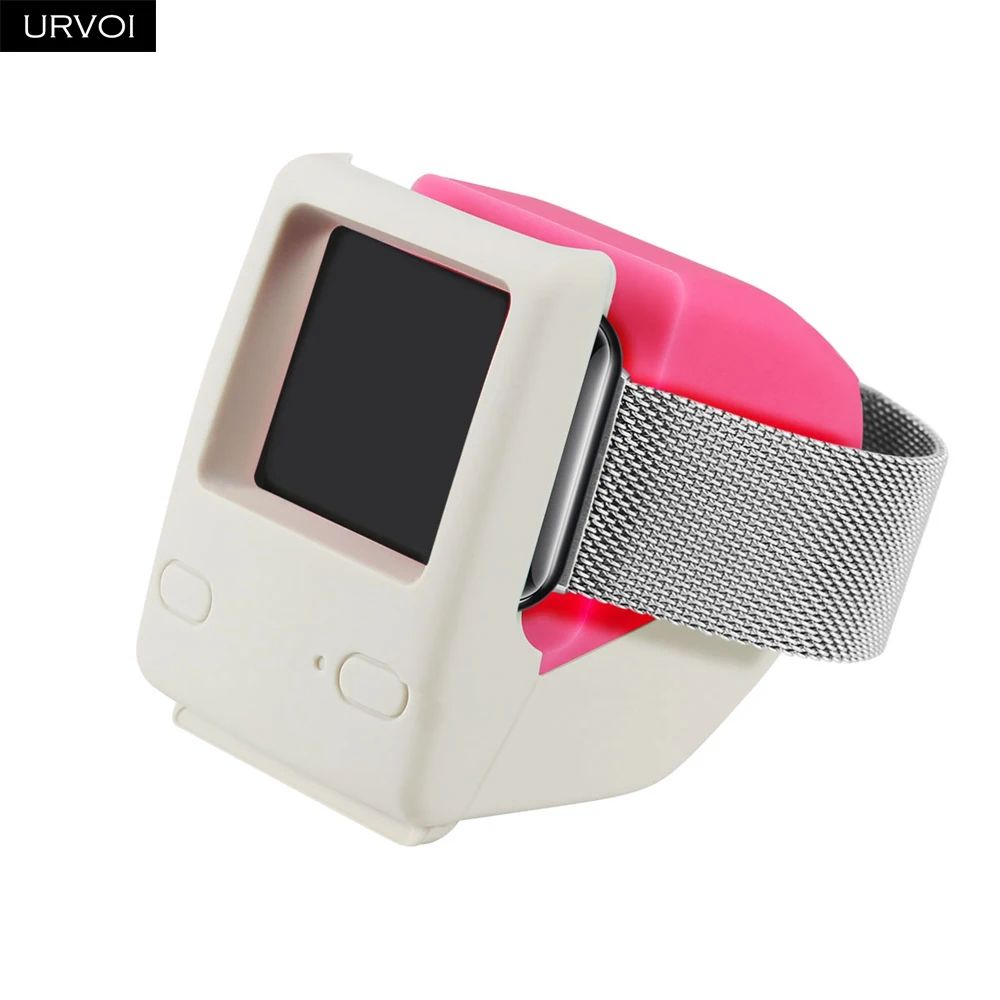 URVOI держатель для apple watch series 4 3 2 1 Подставка для часов 4 тумбочка для ремонта ПК домашняя зарядная док-станция для Macintosh дизайн - Цвет: Hot Pink