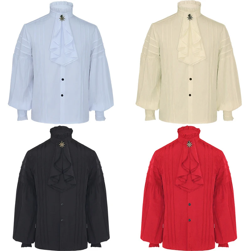 Рубашка мужская с длинным рукавом модная бандажная блузка в готическом стиле