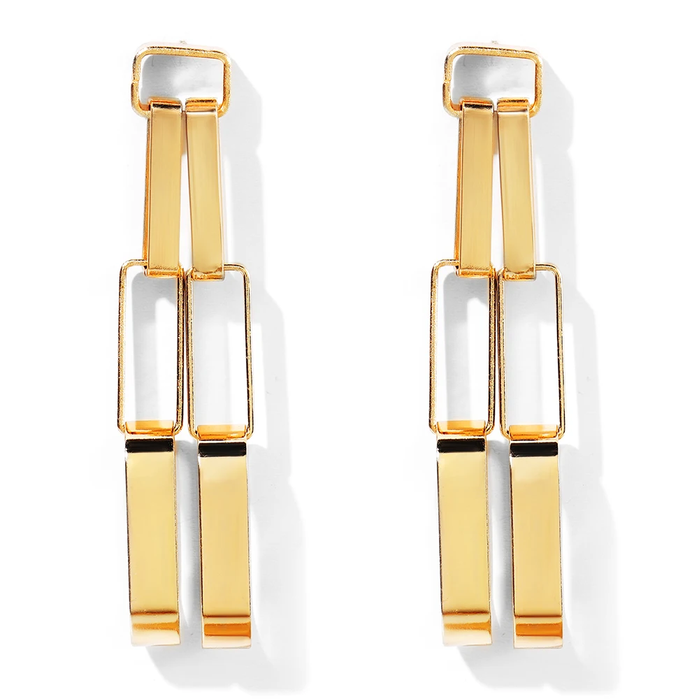 Золотые геометрические серьги WYBU для женщин подростков симметричные висячие с