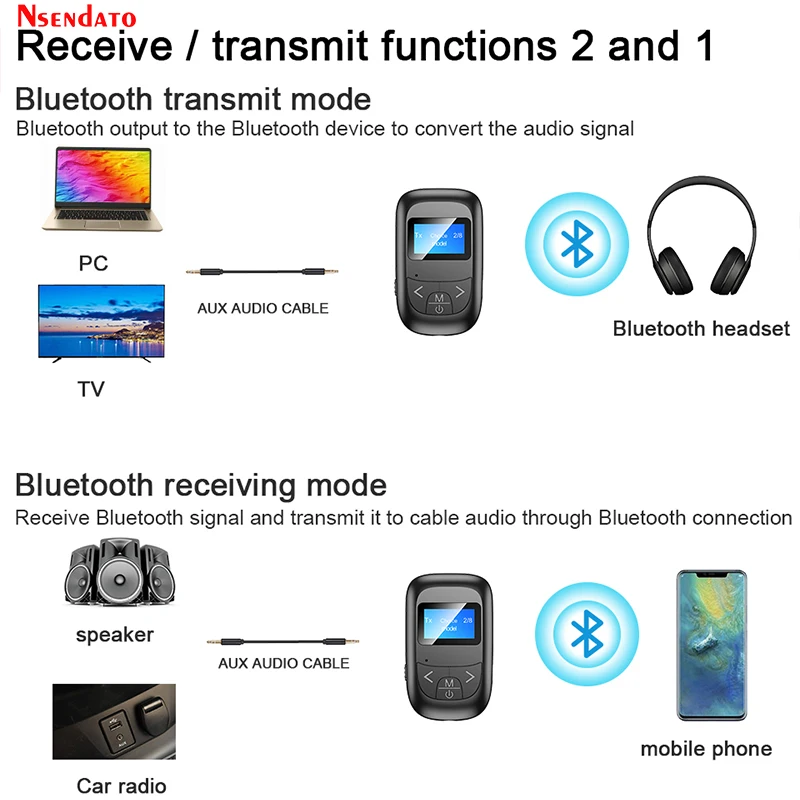 Bluetooth-адаптер со светодиодный ным экраном bluetooth 5 0 музыкальный передатчик