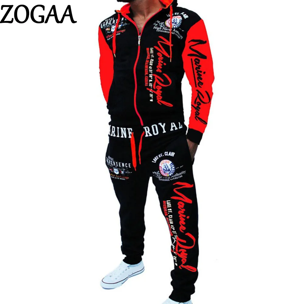 

ZOGAA Mens Hip Hop Tracksuits Hooded Jackets Sweatshirt & Sweatpants Sportswear Male Jogger Sets Printed Tracksuit Men Clothes