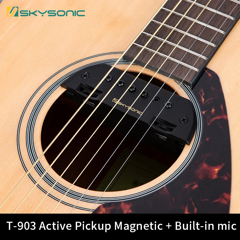 

Skysonic T-903 звукосниматель для акустической гитары Active Soundhole Пикап магнитный + Встроенный микрофон двойной звукосниматель для систем