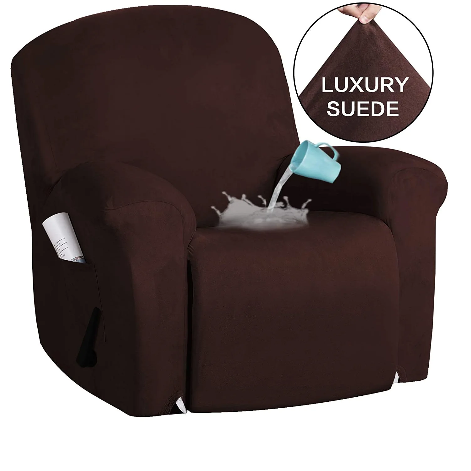 

Recliner Chair Cover Suede Fabric Waterproof Stretch Sofa Cover Extendable Non-Slip Sofa Cat Pet Protector Machine Washable