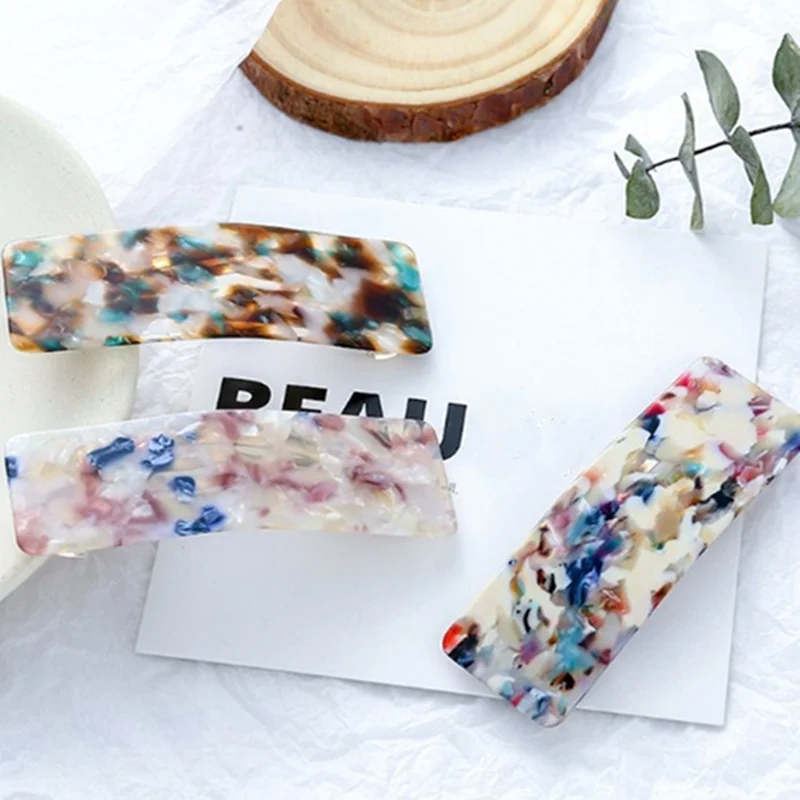 

1PC Fashion Acetate Metal Girls Hair Clips Flower Print Geometric Hair Barrettes Women Hair Styling Accessories