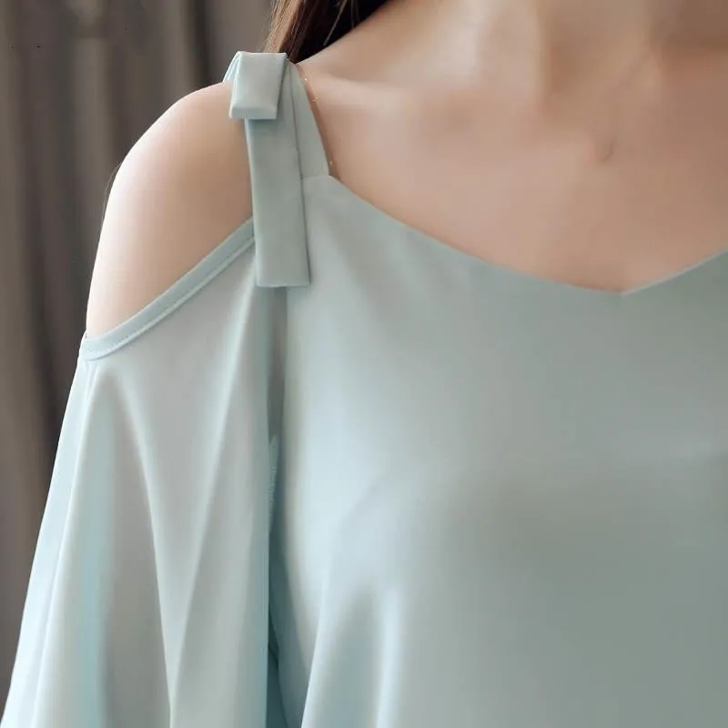 

Chiffon Blouses Womens Summer Clothing Loose Shirts Ladies Tops Mujer Fashion Streetwear Solid Short Sleeve Blouses Femme Q4100