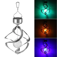 RGB Solar Wind Chime LED Colour Changing Hanging Wind Light Waterproof Spiral Spinner Lamp For Garden Yard Lawn Balcony Porch