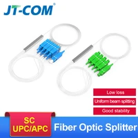 optical splitter sc apc 0 9mm 1x8 ftth fiber optic splitter sc upc plc fbt optical coupler singlemode simplex steel pipe pvc