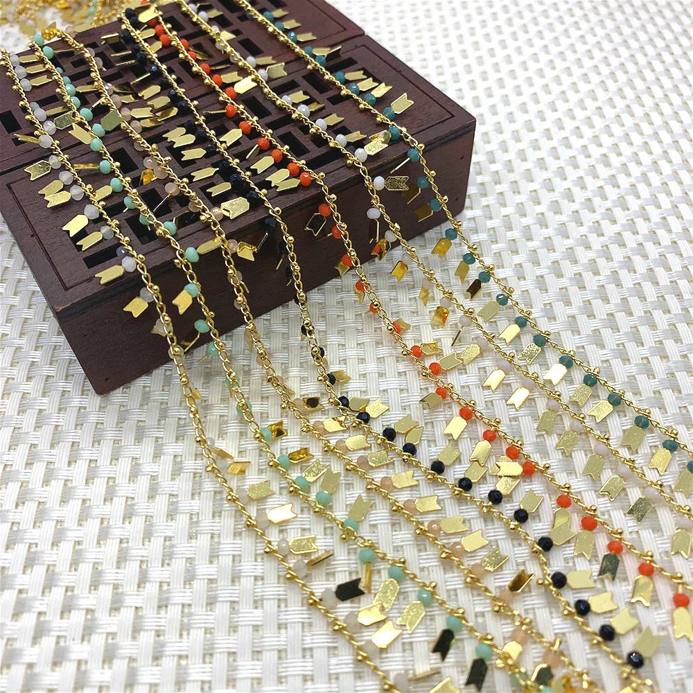 

Natural Crystal Handmade Chain Jewelry Making DIY Necklace Bracelet Multi-color Optional Copper Arrow-shaped Handmade Chain 1m