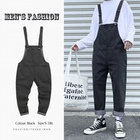 spring new denim overalls mens brand clothing korean version of the trend loose all match suspenders fashion mens streetwear