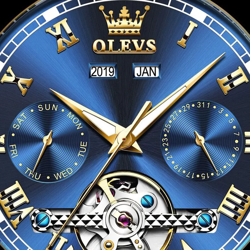 OLEVS светящиеся многофункциональные полнофункциональные механические часы