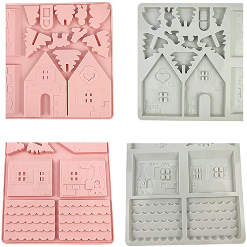 deouny 3d christmas house chocolate mold diy gingerbread house silicone mould fondant cake baking tools christmas decoration hot free global shipping