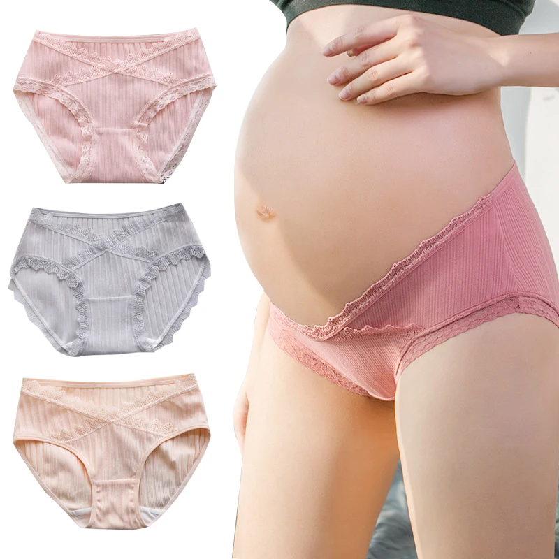 

1PC Cotton Maternity Panties U-Shaped Low Waist Pregnancy Wear Briefs Pregnant Women Sexy Lace XXL Size Underwear Clothes 2019