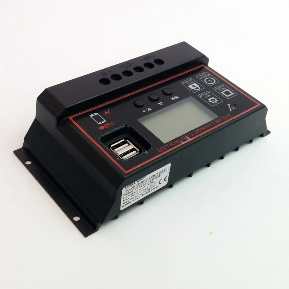 ШИМ-Регулятор солнечной панели 60A 12 в-24 в автоматический двойной USB цифровой