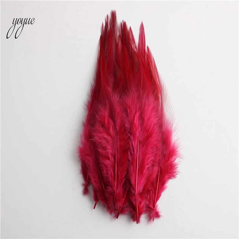 wine red YOYUE 100 шт/партия красивое куриное перо 10-15 см/4-6 дюймов петушиные перья для рукоделия DIY Ювелирные изделия Аксессуары Плюмы - Цвет: wine red