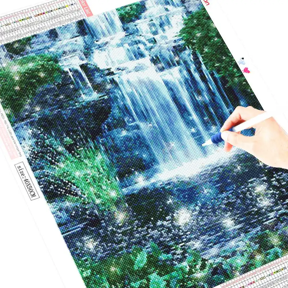 HUACAN 5D DIY алмазная живопись полный квадратный водопад Алмазная вышивка крестиком пейзаж мозаика украшение дома