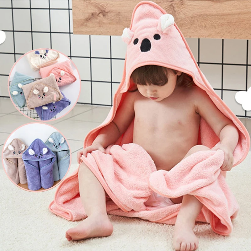 Newborn Baby Towel Coral Fleece Baby Bath Towel With Hood Toddler Bath and Shower Poncho Hand Bathrobe Child Beach Towel