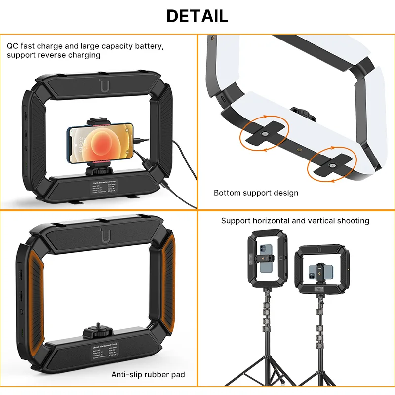 VIJIM Ulanzi U-200 Ring Light Photography Led Video light BI-color Camera With phone clip cold shoe for Youtube Live Rig lamp