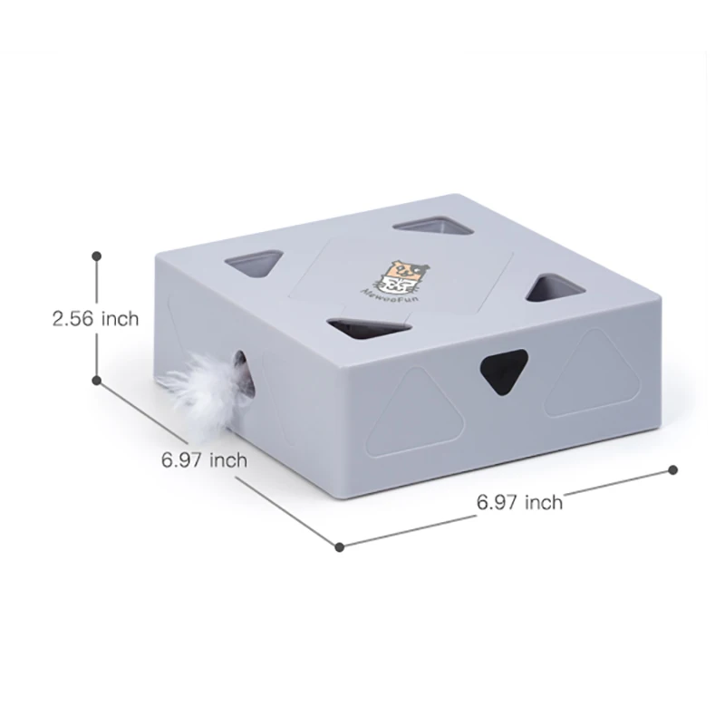 

Mewoofun Electric Cat Toy Sqaure Magic Box Smart Teasing Cat Stick Crazy Game Interactive Cats Feather Toys Cat Catching Mouse