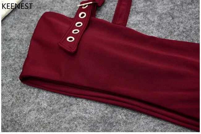 KEENEST Sexy Bikini Brazilian Swimsuit Keyhole Swimwear Female Bathing Suit Buckle Bikini Women Thongs Biquinis