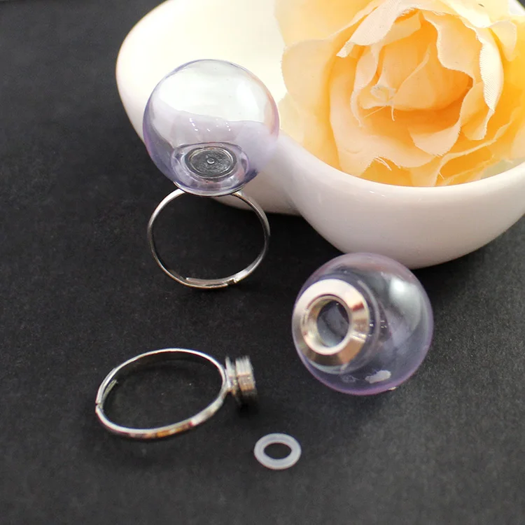 22MM Purple Ball 10 комплектов 20MM винта стекла Глобус кольцо(регулируемая), стеклянный пузырь мяч с бисера крышка украшения подвеска комплект, без верхней петли - Цвет основного камня: 22MM Purple Ball