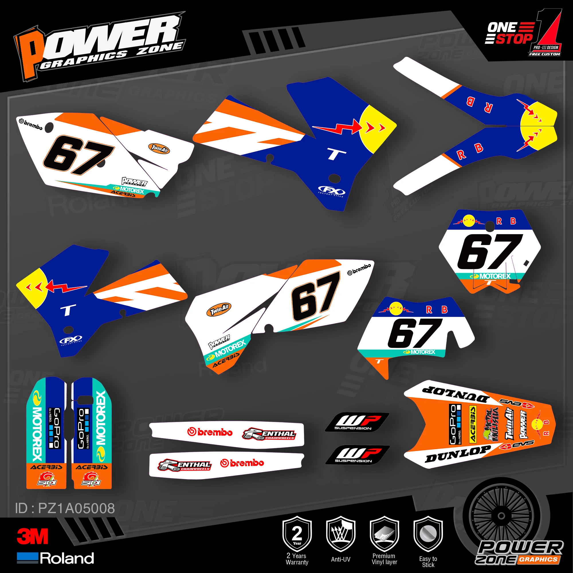 Персонализированные графические фоны PowerZone Team наклейки 3M Набор наклеек для KTM SX SXF