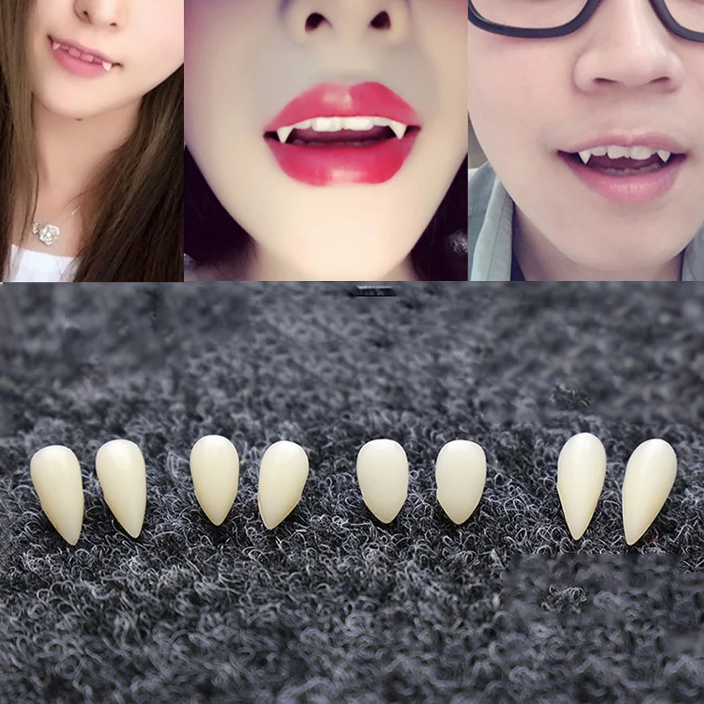 

1 Pair Halloween DIY Dentures Props Resin Vampire Teeth Fangs Costume Props Party Environmentally friendly 4 size