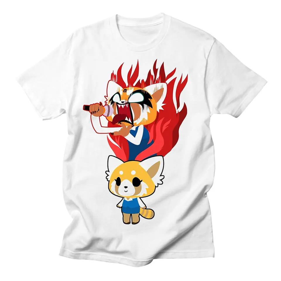 Aggretsuko Повседневная футболка Женская забавная Kawaii Аниме Harajuku уличная одежда