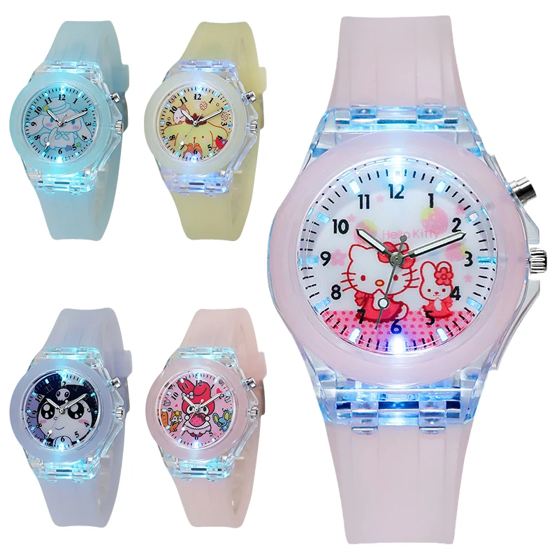Светящиеся часы Sanrio для детей и студентов светодиодные с мультяшным рисунком Hello
