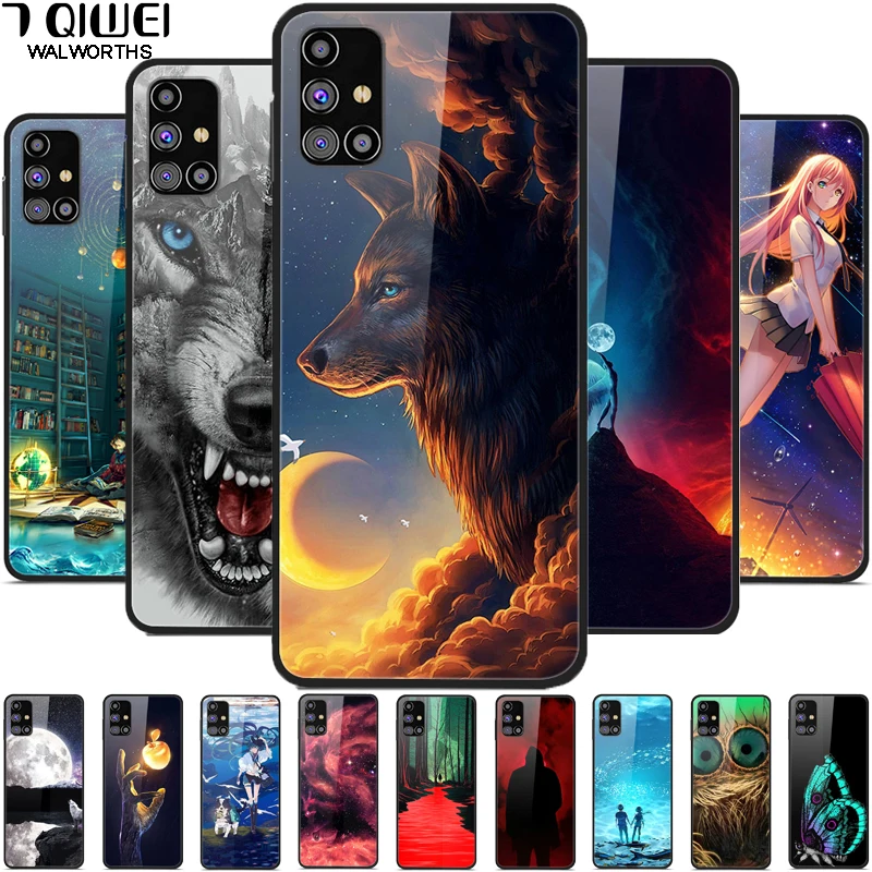 Окрашенный жесткий чехол из закаленного стекла для Samsung M31s M51 M 31s Роскошный Galaxy