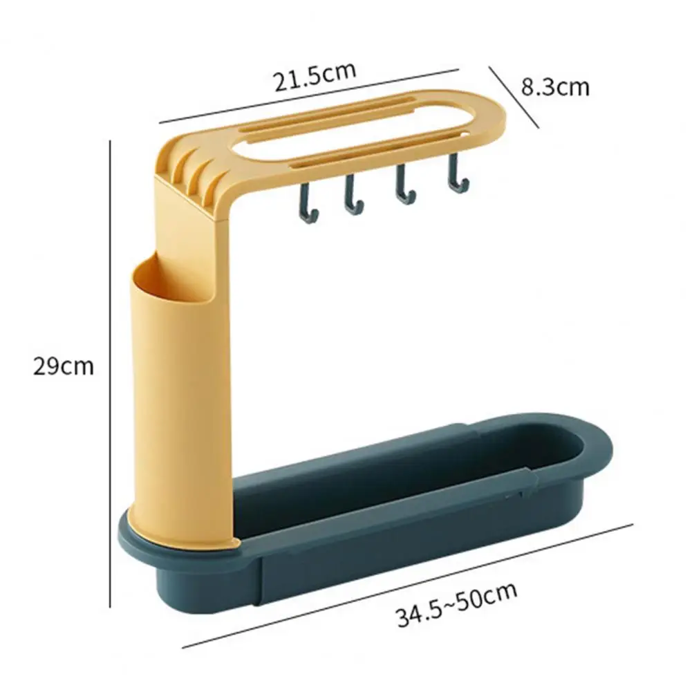 

80% Hot Sales Sink Rack Multifunctional with Hooks Plastic Adjustable Dish Drain Shelf for Kitchen
