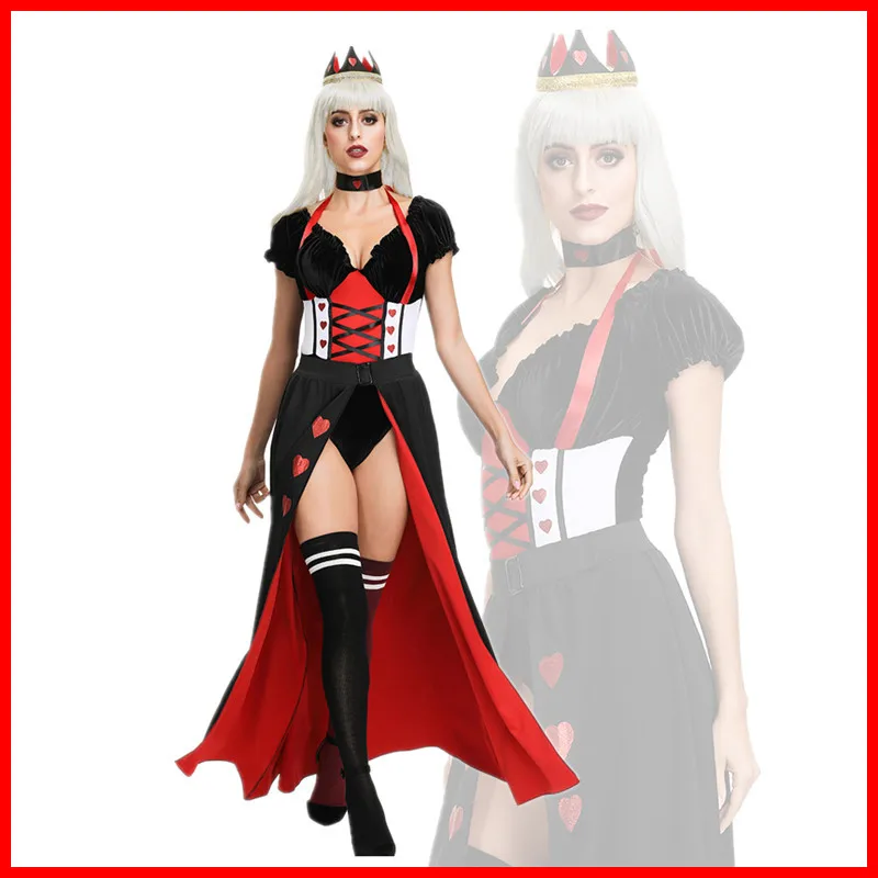 Новинка 2019 Женский костюм королевы сердец для взрослых нарядное платье