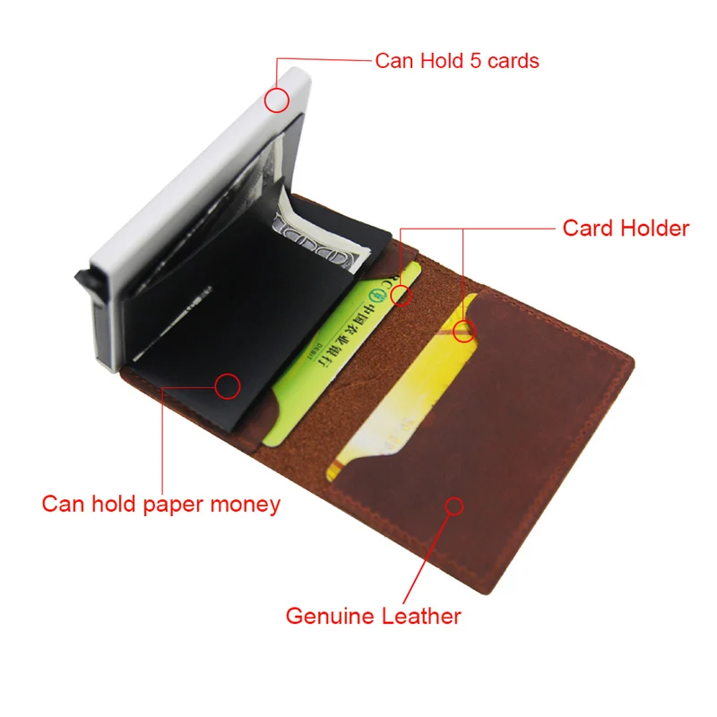 Держатель для кредитных карт из натуральной кожи Rfid держатель кошелек