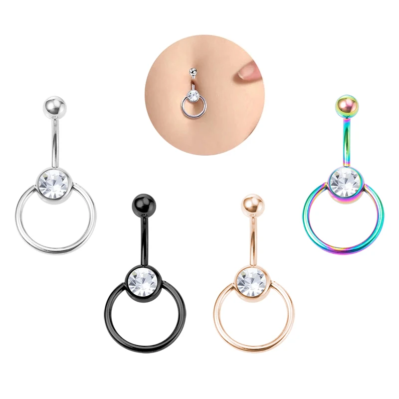 

1pc BCR Belly Button Rings Surgical Steel Navel Piercing Ring Bar Round Nombril Ombligo Barbell for Woman Sexy Body Jewelry 14G