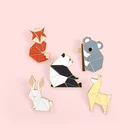 Эмалированные булавки в виде животных оригами, лиса, кролик, кролик, Собака Панда, коала, булавка на лацкан, Мультяшные милые животные, броши, рюкзак, шляпа, оптовая продажа