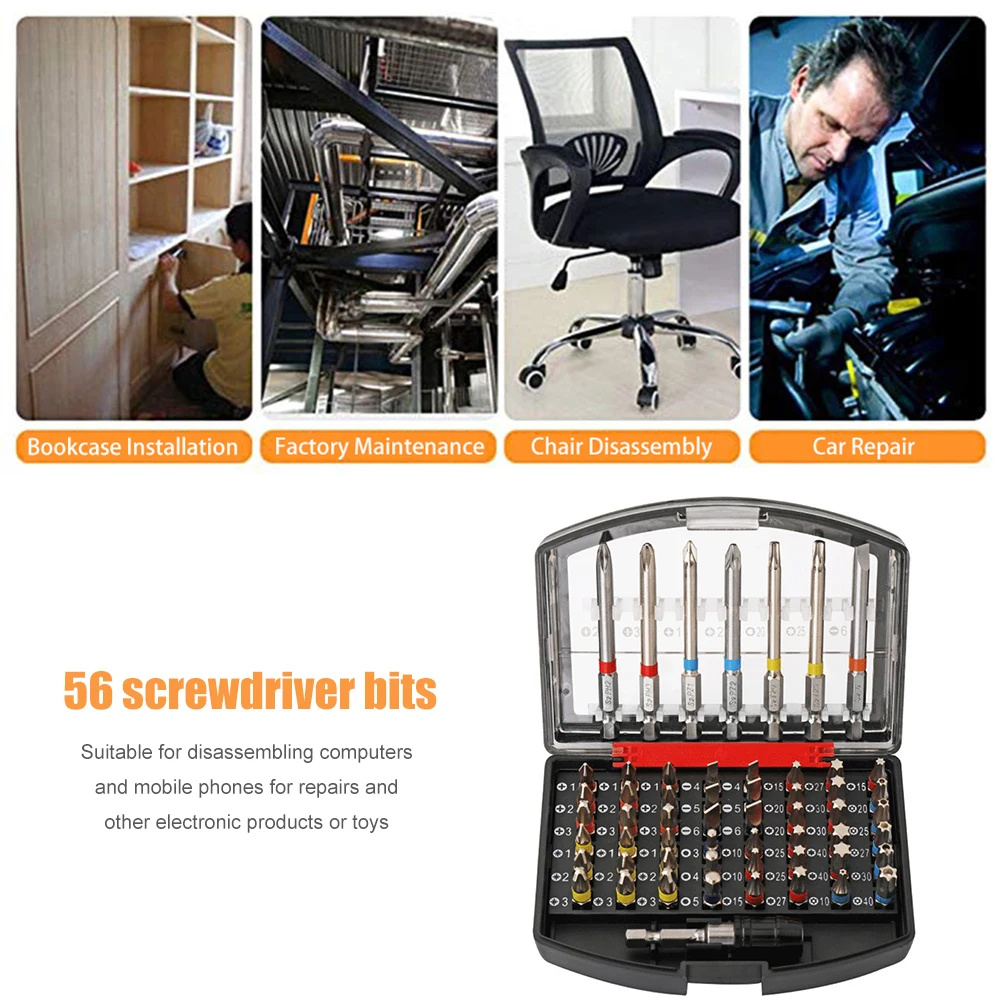 

Screwdriver Bit Set 56 In 1 Torx Multifunctional PC Mobile Phone Repairing Tools PC Kit Precision Screw Driver Hand Tool