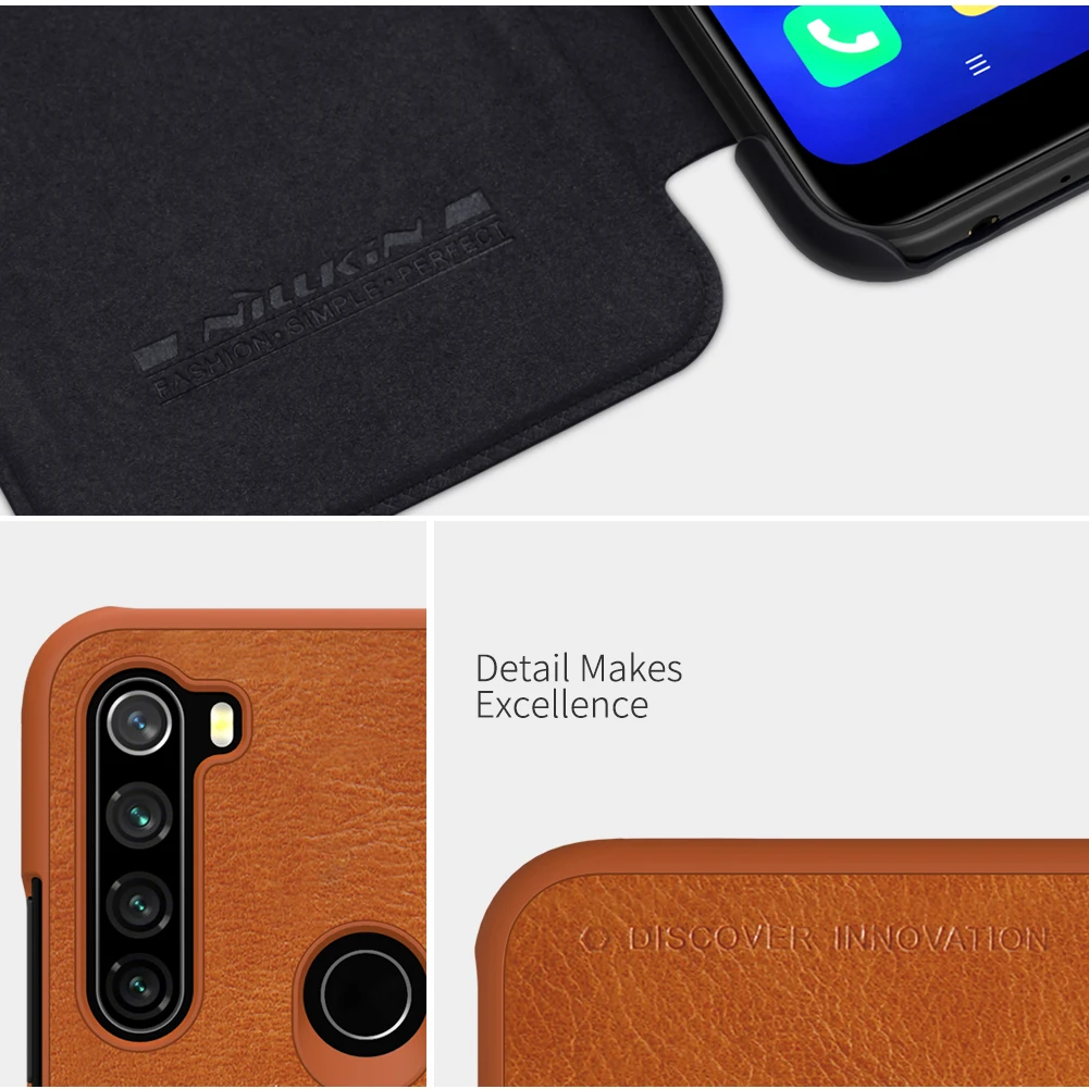Роскошный чехол из искусственной кожи для Xiaomi Redmi Note 8T Nillkin Qin кожаный флип-чехол с