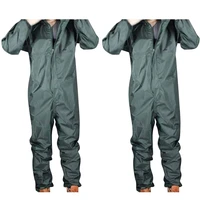 2set fashion motorcycle raincoat conjoined raincoatoveralls men and women fission rain suit rain coat armygreen xlxxl