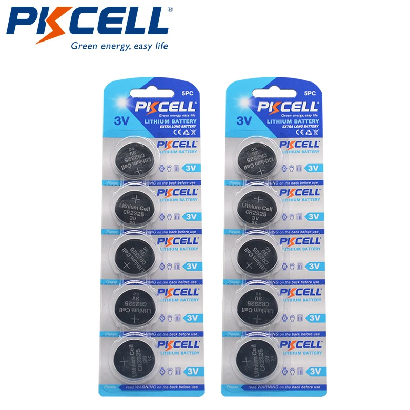 

10Pcs PKCELL CR2325 3V Battery BR2325 ECR2325 CR 2325 Lithium Button Cell Batteries For Remote Controls Heart Rate Monitor