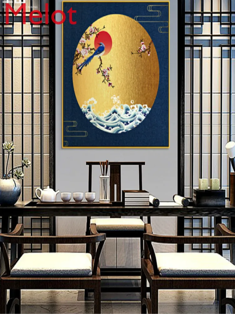 

Classical New Chinese Style Freehand Flower and Bird Entrance Painting Square Hanging Painting Bedroom Bedside Wall Painting