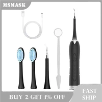 electric ultrasonic dental scaler teethbrush tooth calculus remover cleaner tooth stains tartar tool with 5 replaceable heads
