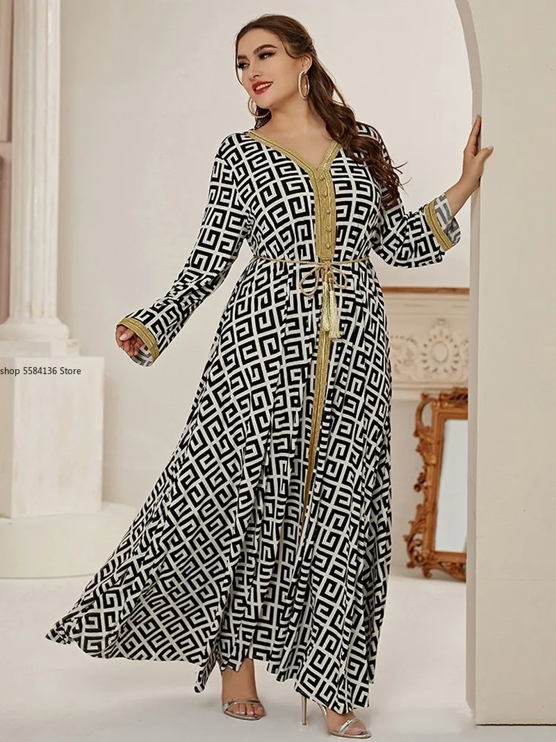 Мусульманская Мода размера плюс этнические платья макси платье для женщин 2021