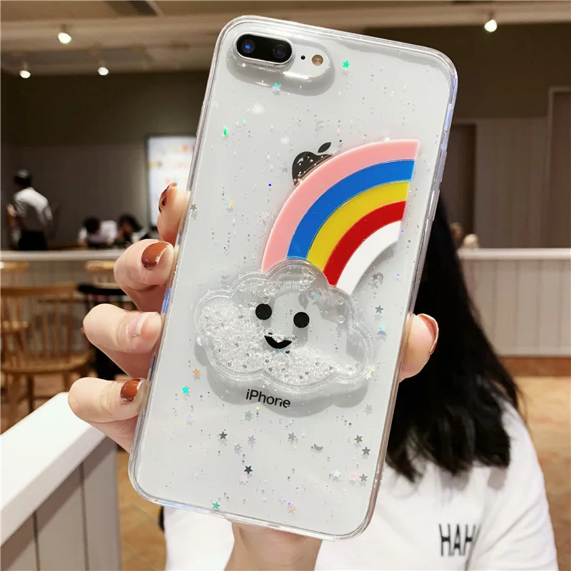 GYKZ 3D радужный блестящий чехол для телефона iPhone 7 XS MAX XR X 8 6 6s Plus мультяшный облако