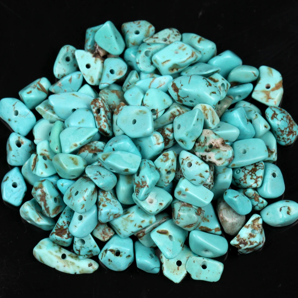 Натуральные камни голубой бирюзовый гравия 16 дюймов для изготовления ювелирных